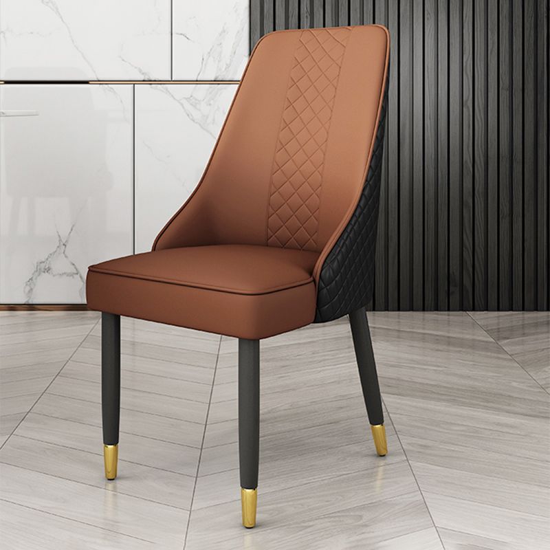 Sillones de comedor tapizados en cuero con respaldo macizo (juego de 2)
