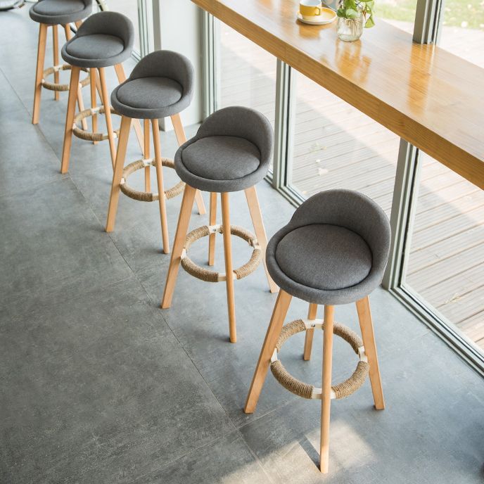 Scandinavian Matte Finish Upholstered Counter Height Stool Footrest Home Barstool