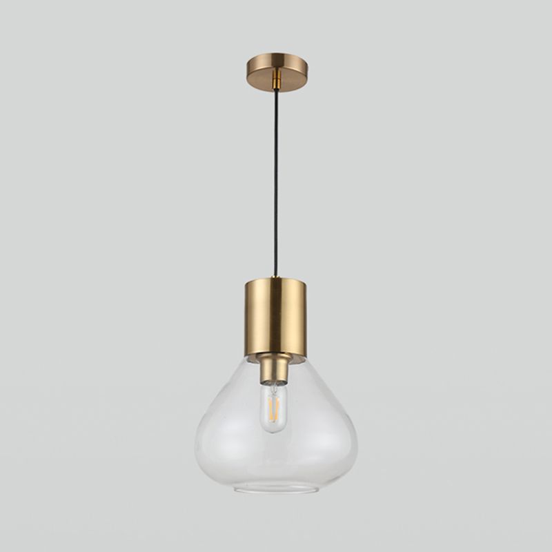 Urne en verre transparent Éclairage suspendu moderne 1 tête en or finition pendante plafond lampe sur table à manger