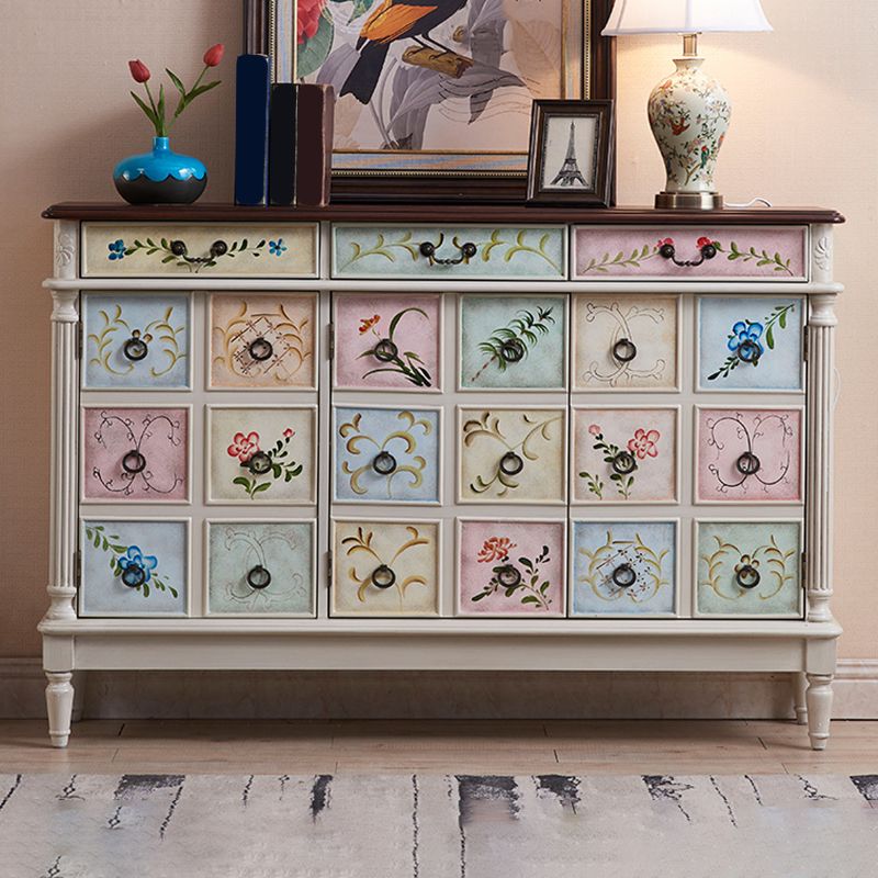 Rectangle Industrial Accent Cabinet Wood Knobs Cabinet with Drawer