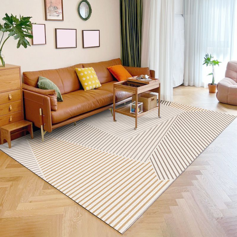 Modern Simple Striped Rug Polyester Indoor Rug Non-slip Area Carpet for Living Room