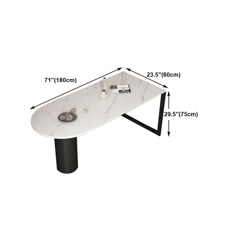 White Stone Top Dinner Room Kitchen Table Modern Metal Base Dinner Table