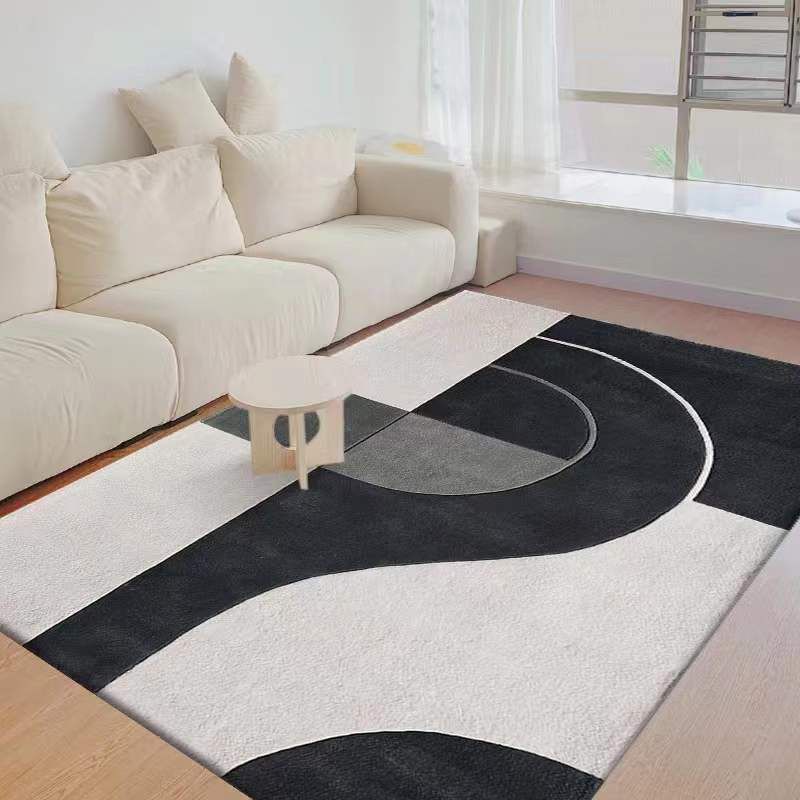 Modern Curve Lines Pattern Indoor Carpet Polyester Area Rug Washable Carpet for Home Decoration