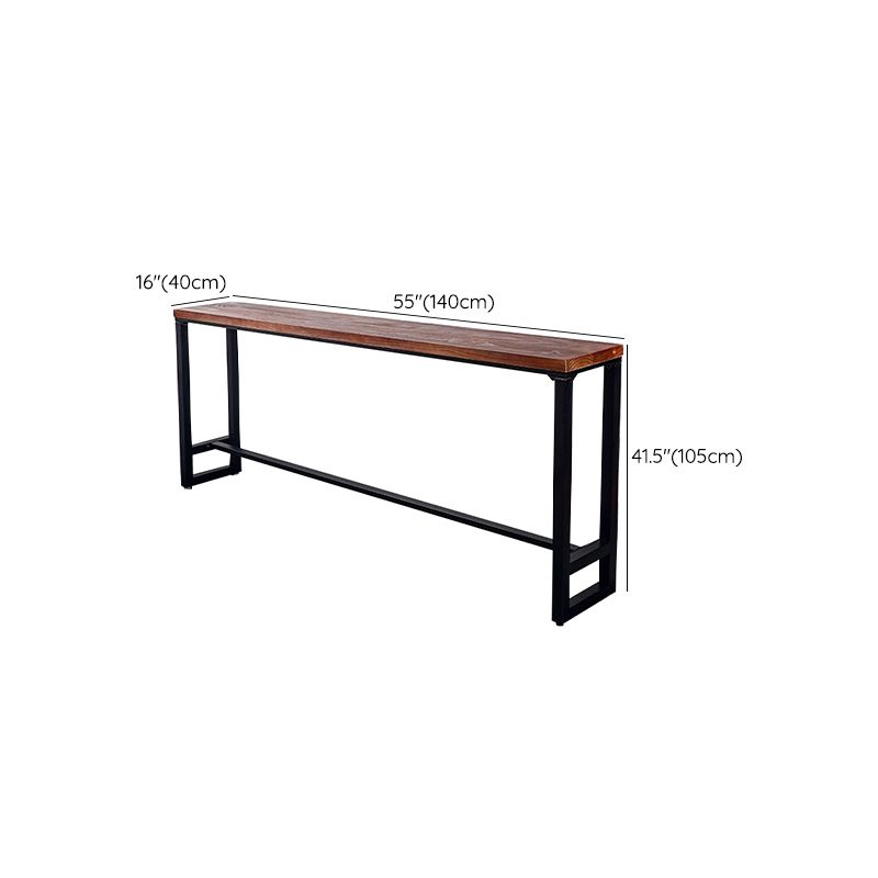 Industrial Solid Wood Bar Table Trestle Base Dining Table for Bistro