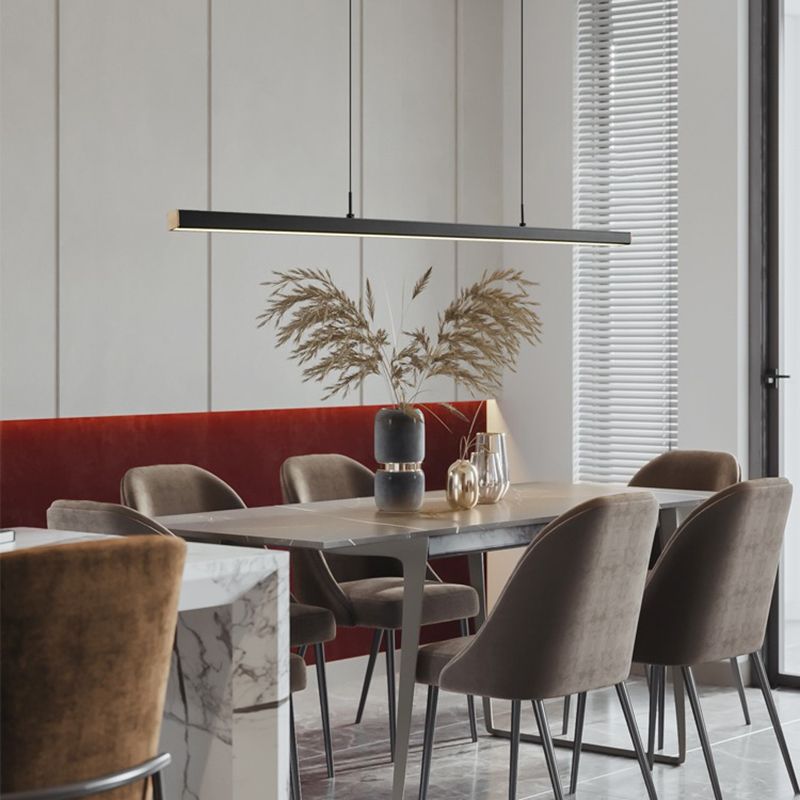 1 Light Linear Island Light Fixture Modernism Metal Island Pendant Lights