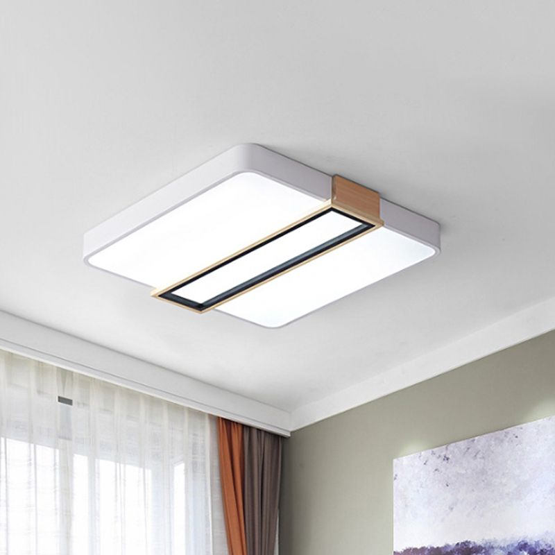 Bedroom LED Ceiling Flush Mount Nordic Black/White/Green Flushmount Lighting with Square Acrylic Shade, 16"/19.5" W