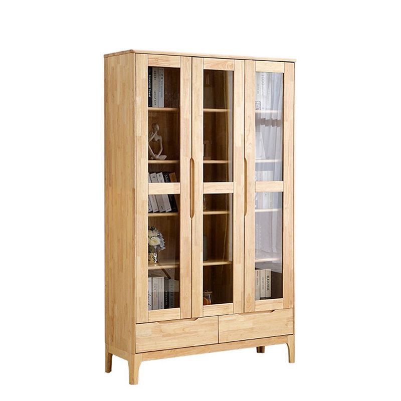 Glass Door Accent Cabinet 76.77" Tall Wood Cabinet with Drawers
