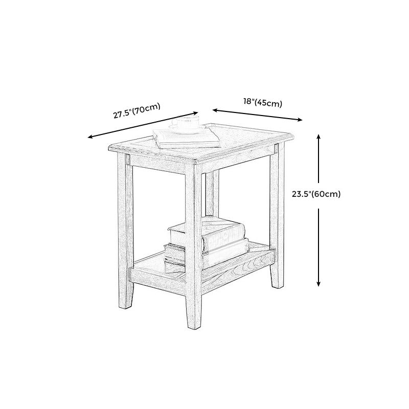 4 Legs Base Black Walnut/walnut Rectangle in Ash Wood Side Table