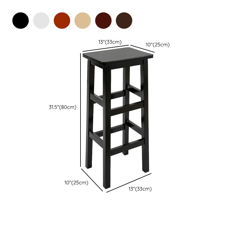 Backless Solid Wood Counter Stool Industrial Wooden Armless High Chair