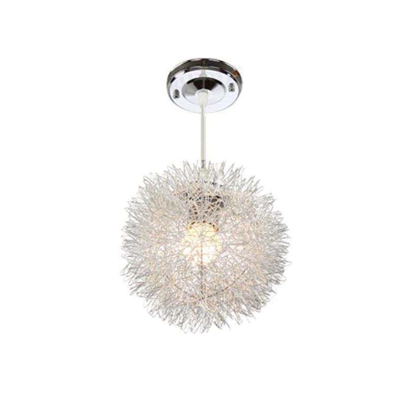 Aluminum Planet Hanging Lamp Modern Romantic Pendant Light in Silver for Kid Bedroom
