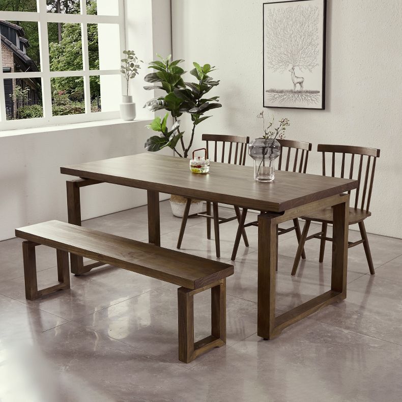 Vaste houten bruine tint tafel eenvoud Sled Base Tafel voor eetkamer