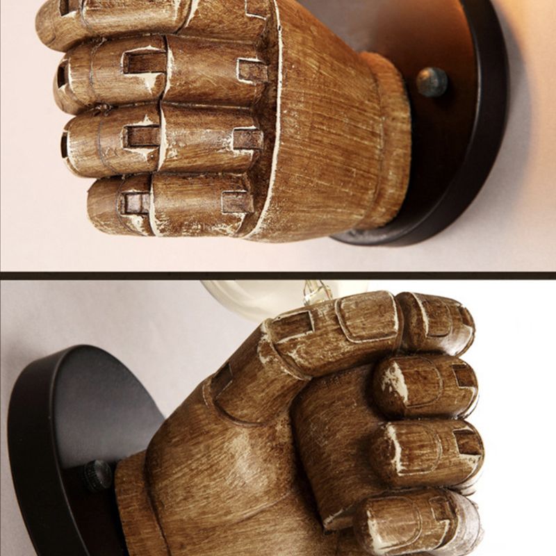 Art Decorative Wall Sconce Light Bare Bulb Fist Shape Wall Lighting for Bar Coffee Shop
