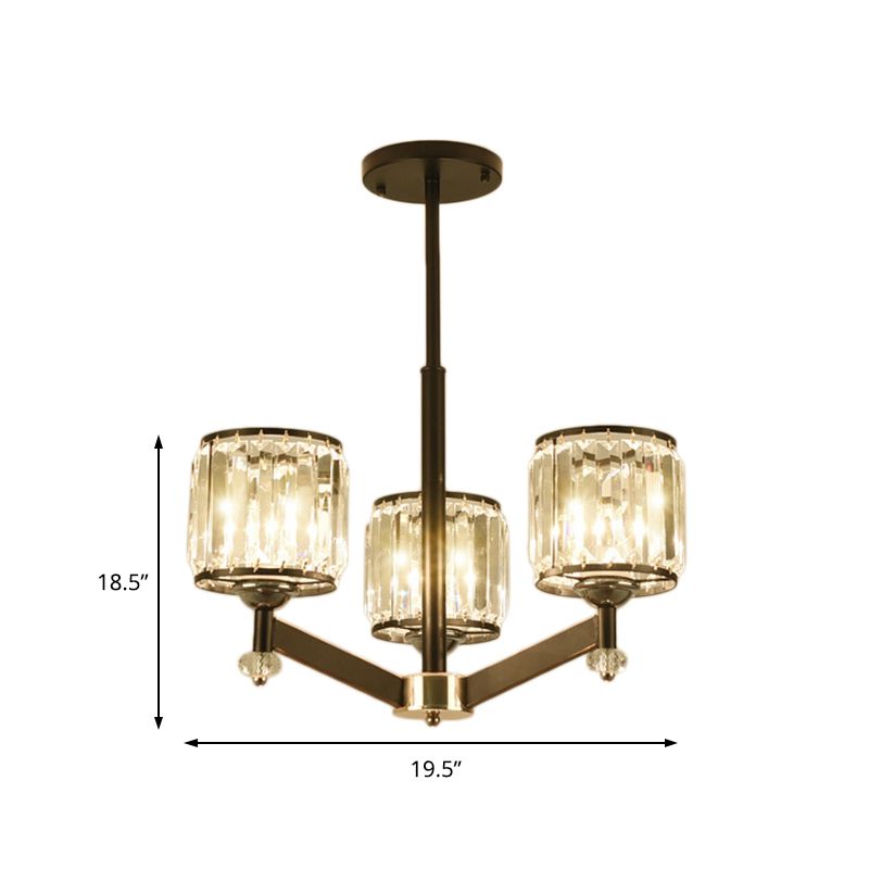 Modernismo Starburst Candelier CHANDELIER CRISTAL 3/6/8 Luces colgantes de la luz del techo en negro