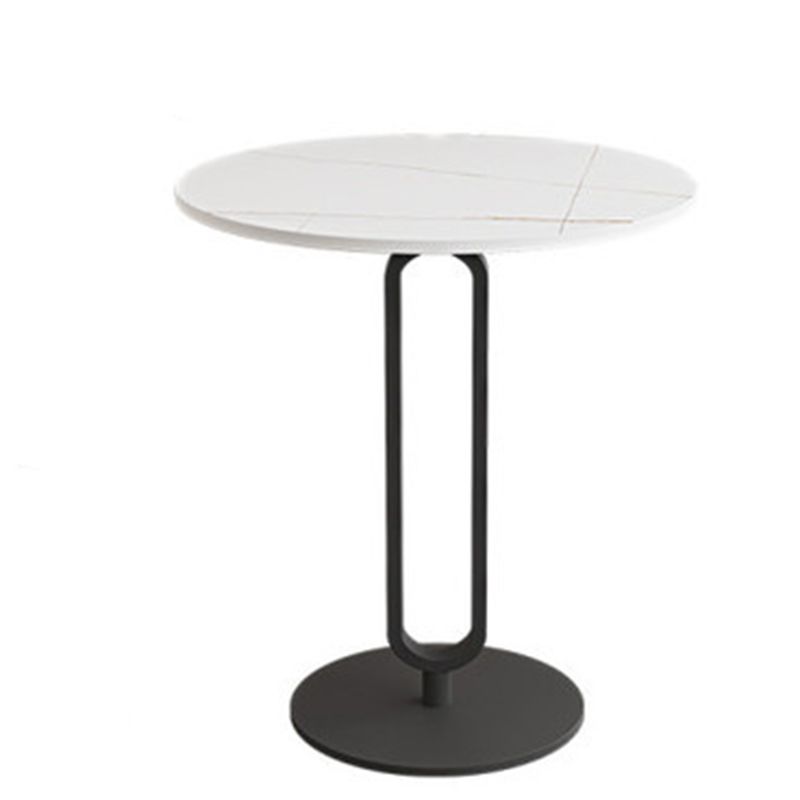 Pedestal Round Stone Side Table 21.65" High Black//White End Table