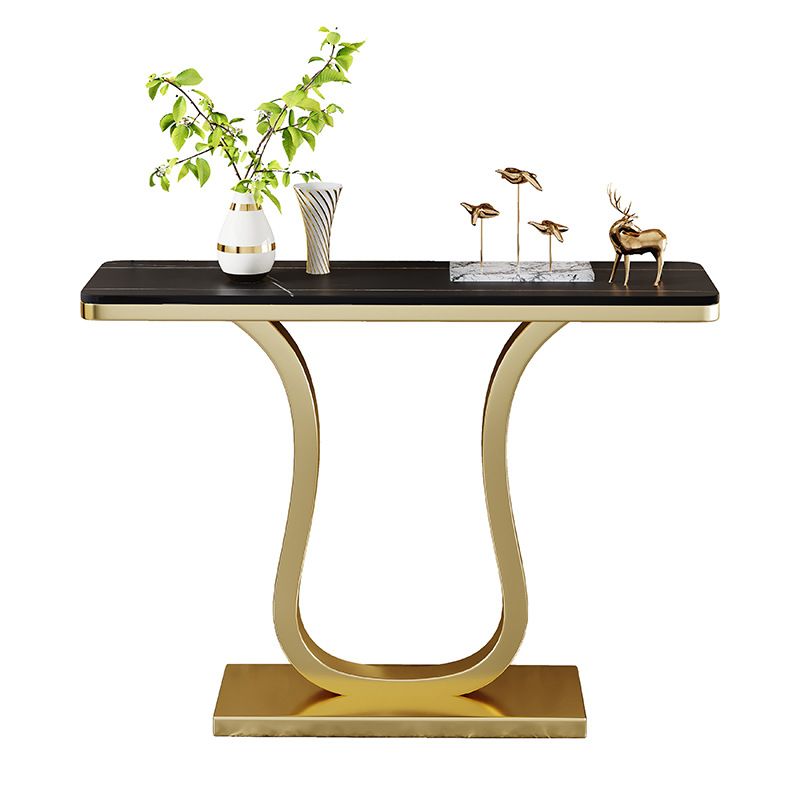 31.5" Tall 1-shelf Accent Table Stone Glam Console Table for Hall