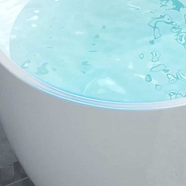 Acrylic Oval Freestanding Bath Soaking 23.23-inch Tall Bathtub in White