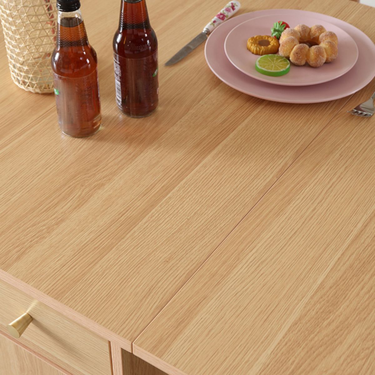 Modern Folding Dining Table Extendable for Small Spaces in Natural
