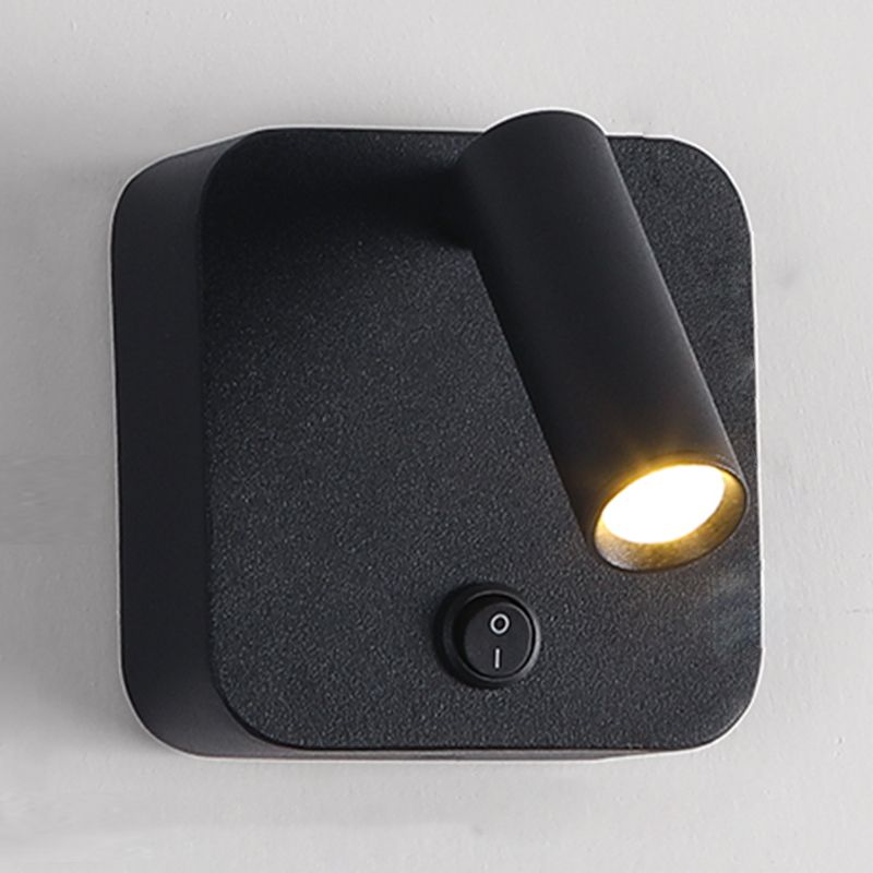 Modern Metal Wall Light Square 4" Wide Reading Wall Sconce with Switch for Bedroom