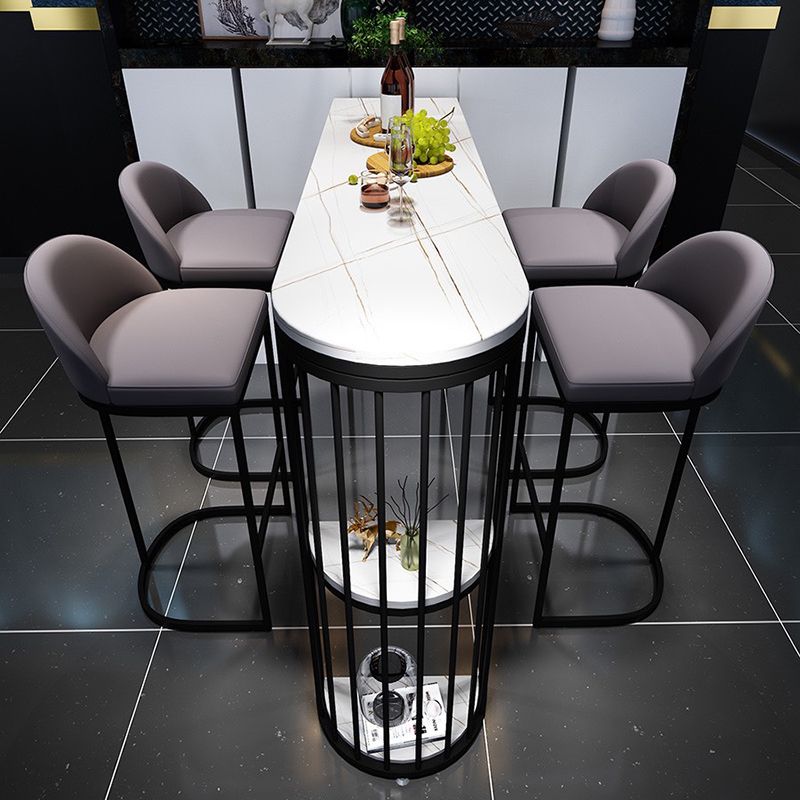 White Sintered Stone Bar Table Modern Dining Table for Kitchen Living Room Coffee Room