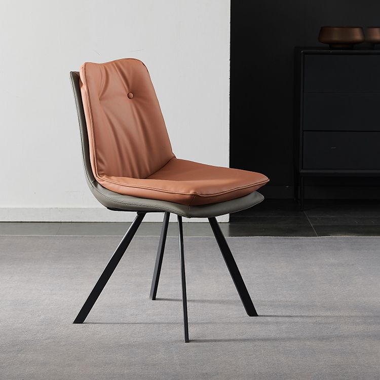 Leather Dining Side Chair Industrial Design Armless Solid Back Chairs