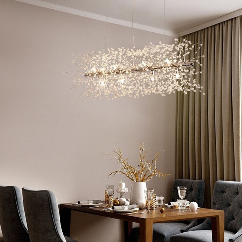Nordic Style Iron Hanging Lamp Rectangle Shape Island Light Fixture for Bedroom