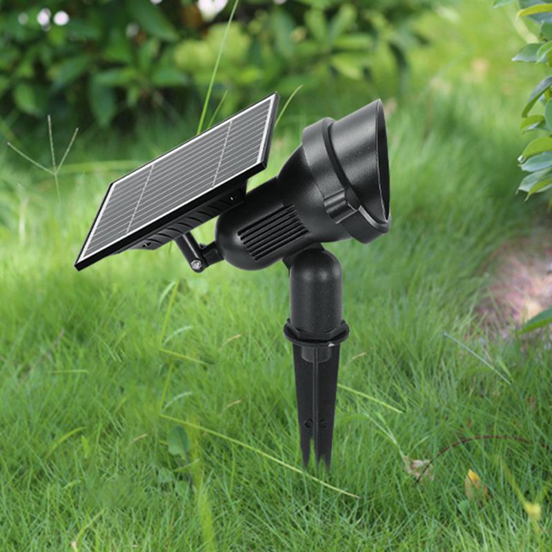 Modern Swivel Shade Solar Stake Light Aluminum Garden LED Ground Spotlight in Black