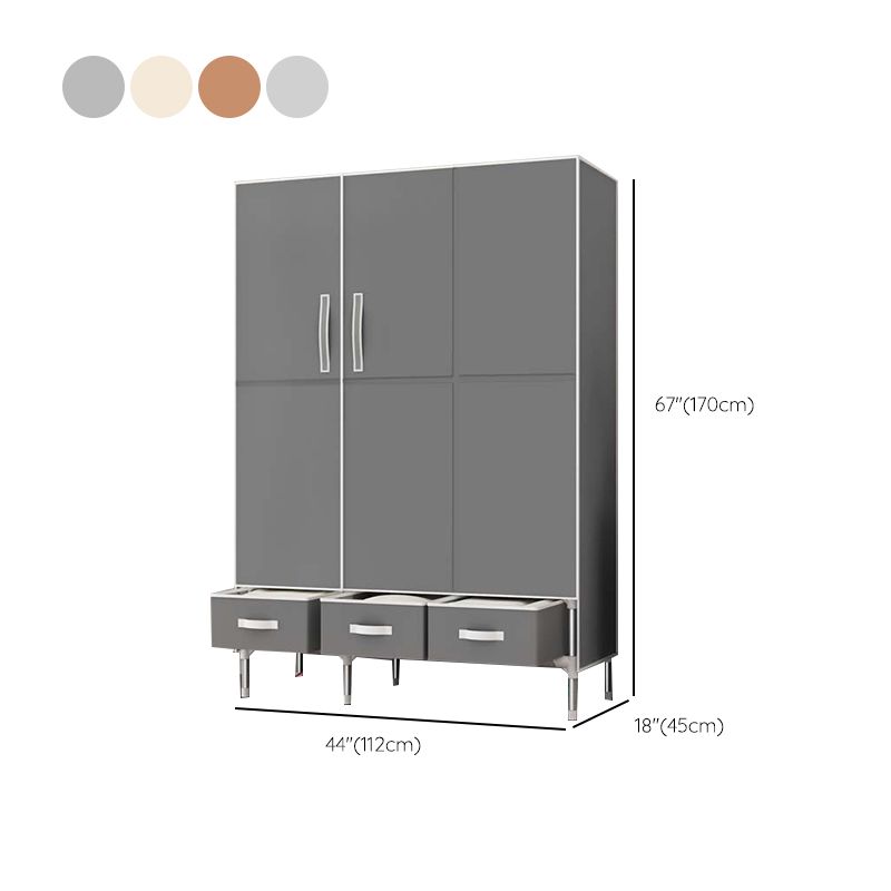 Contemporary Metal Wardrobe for Home Matte Finish Cabinet with Legs