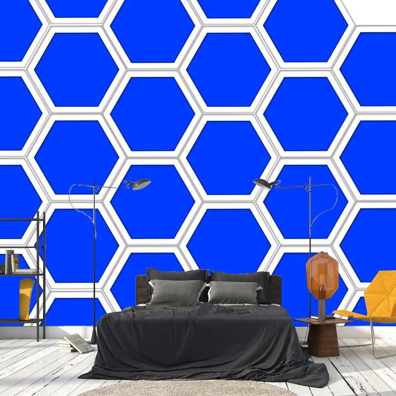 Hexagon Geometry Wall Wall Covering for Living Room, Moisture Resistant
