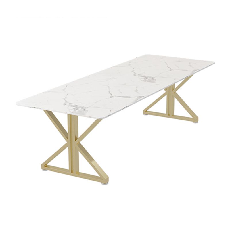 Metal Modern Style Dining Table Sintered Stone Top Table for Dining Room