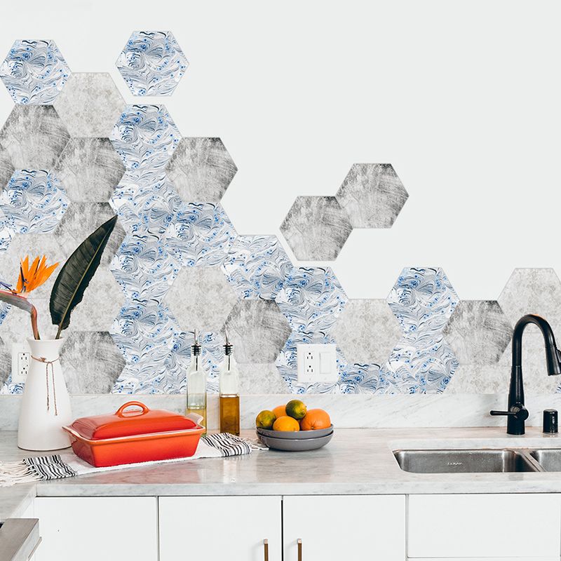 Modern Geometric Abstract Wallpapers Blue-White Peel and Stick Wall Decor for Kitchen