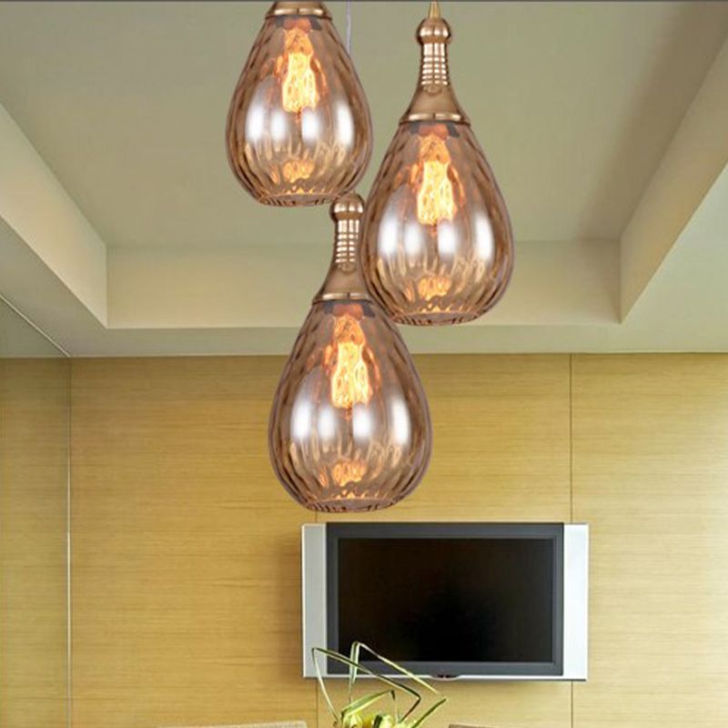 1-Kopf-Hängele-Leuchten-Leuchte-Vintage-Tränenbernbrandwasserglasdecke Anhängerlampe für Treppe