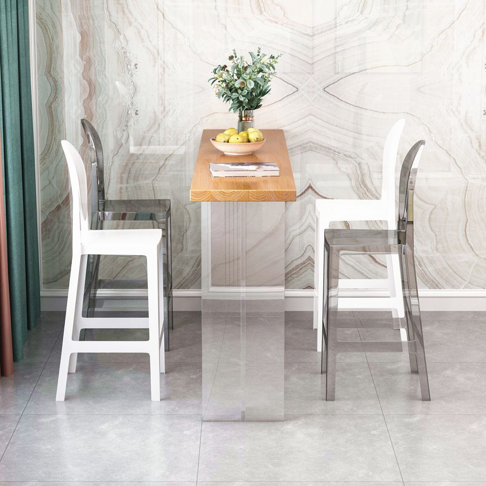 Ash Wood Bar-height Table with Acrylic Base Modern Rectangle Pub Table