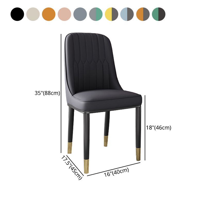 Chaise d'appoint scandinave avec dossier solide et chaise de salle à manger rembourrée en métal (Ensemble de 2)