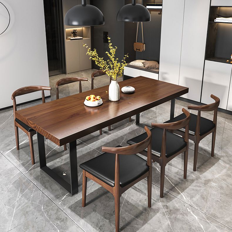 Industrial 1/2/5/7 Pieces Dining Set Solid Wood Top Dinette Set with Black Base