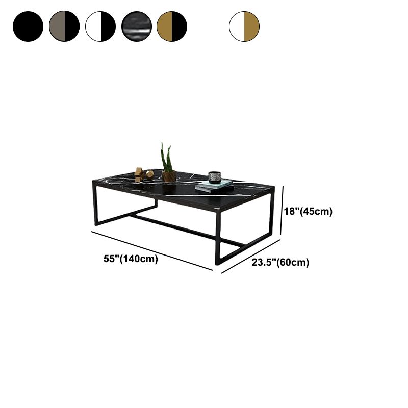 17.7" Tall Modern Steel Trestle Base Rectangular Wood Top Coffee Table