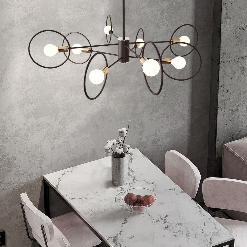 6/8/12-Head-Stufe Kreis Anhänger Kronleuchter Dachboden Style Kaffeeisen-Decke Anhänger Licht für Wohnzimmer