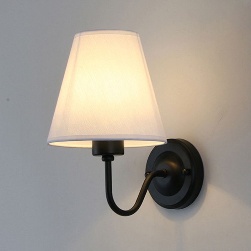 Modern Metal Wall Sconce Cone Shape Wall Light with Fabric Shade for Living Room