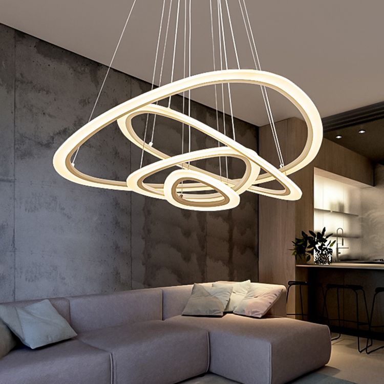 Grand lustre moderne plusieurs anneaux luminaires de lustre en métal lustre en métal