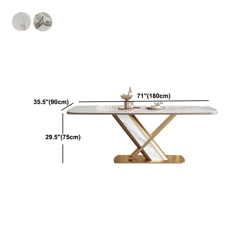 Stone Top Dining Table Traditional Luxury Rectangle Dining Table with Pedestal Base