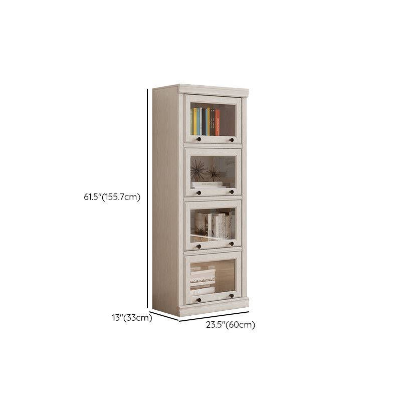 Wooden Standard Bookshelf Contemporary White Bookcase with Doors