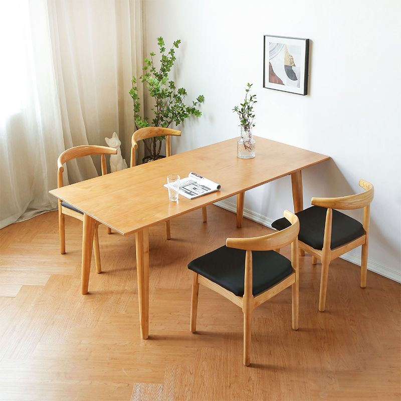 Solid Wood Dining Table Modern Brown Dining Table with 4 Legs