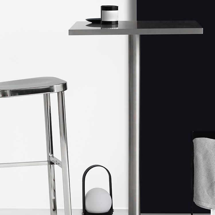 Metal Industrial Square Dining Table Stainless Steel Top Table with Pedestal