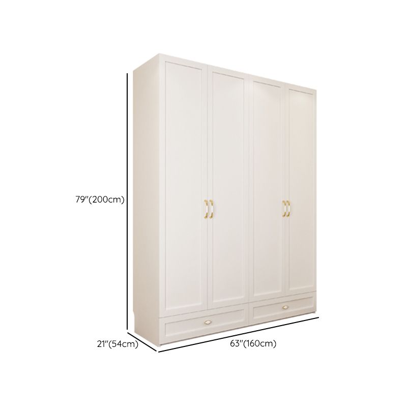 White Hinged Wardrobe Cabinet Engineered Wood Wardrobe Armoire