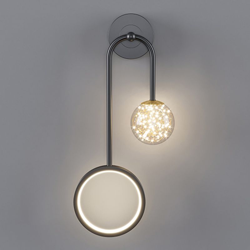 Modern Style Spherical Shape Wall Sconce Glass 2 Light Wall Lighting for Bedroom