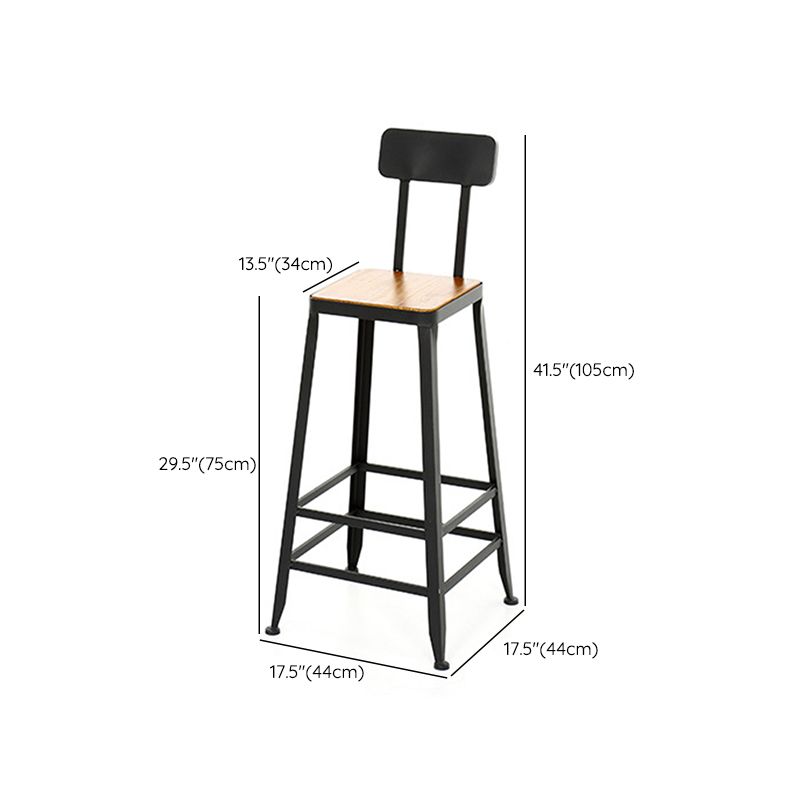Industrial Backrest Bar Stools Metal Barstool with Metal Legs