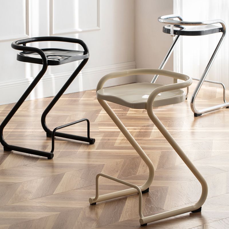 Contemporary Low Back 27-inch Armless Bar Stool with Metal Base
