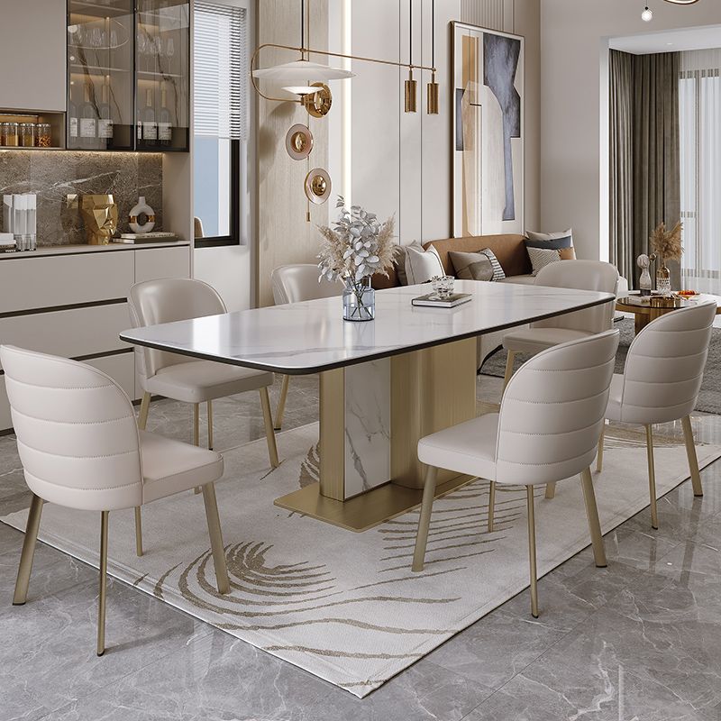 Nordic Glam Style Sintered Stone Rectangle Table Set 1/4/5/7 Pieces Dining Set