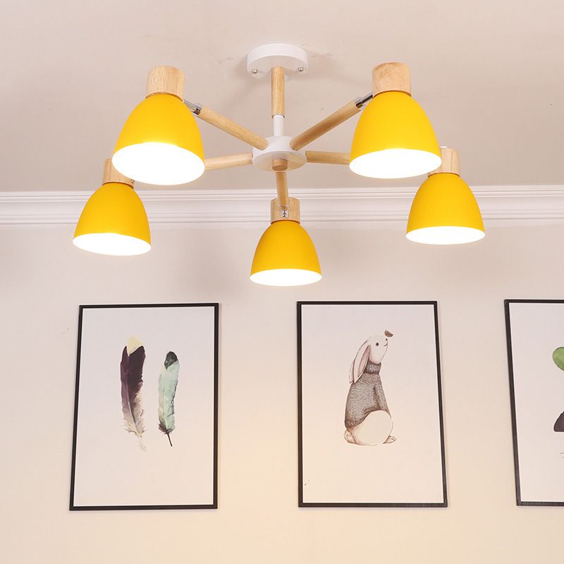 Bell Chandelier Light Fixtures Macaroon Multi-Head Hanging Lamps with Aluminum Shade