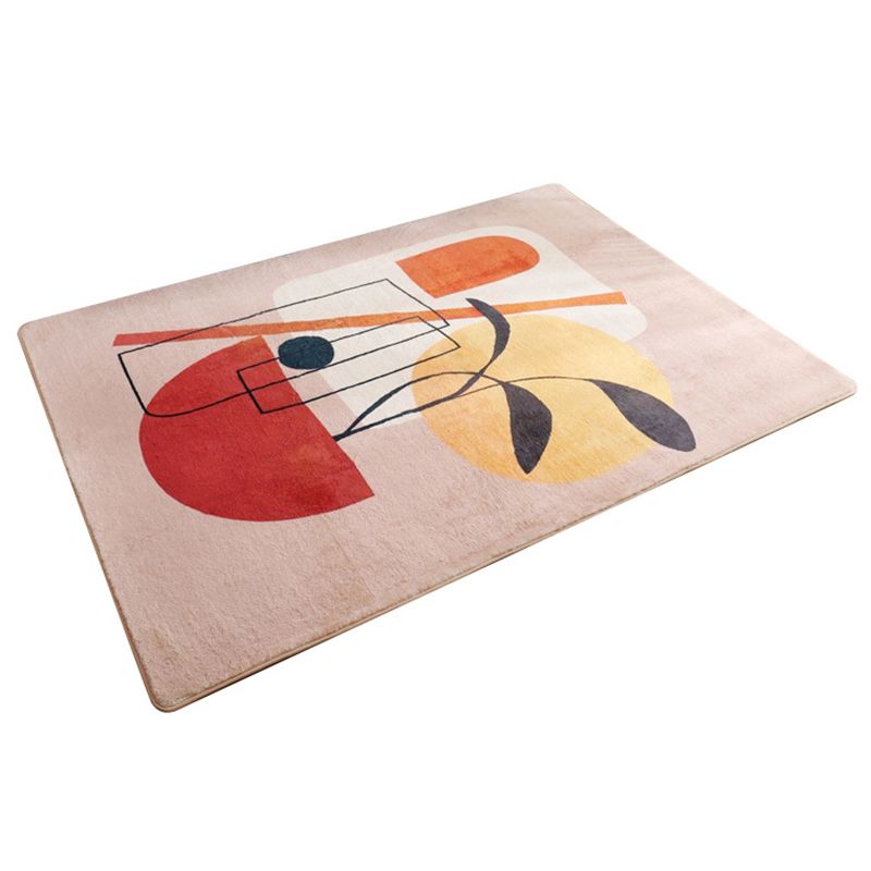 Beige Nordic Area Carpet Polyester Graphic Rug Non-Slip Backing Rug for Living Room