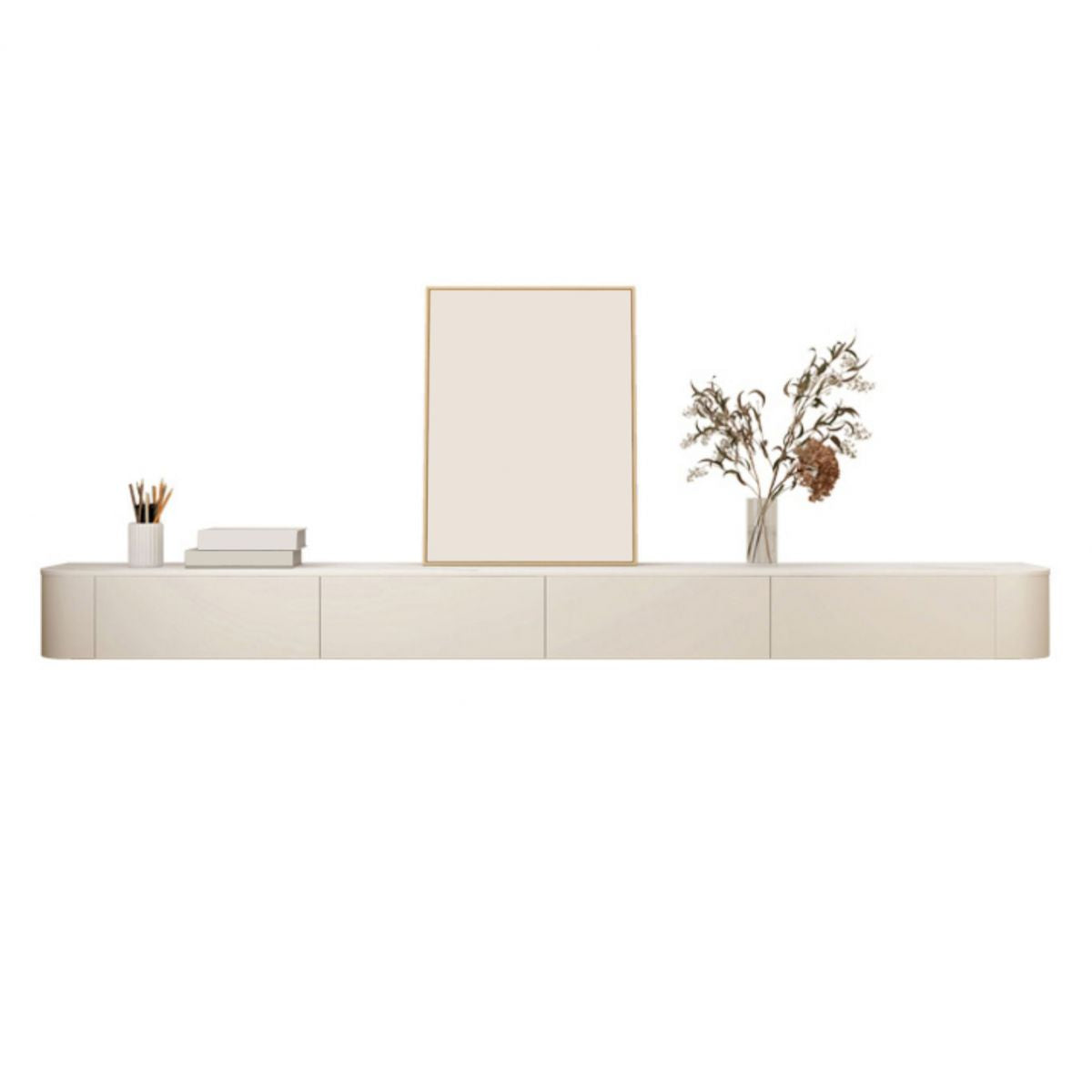 Stone Media Console Floating Media Console TV Stand with Drawers